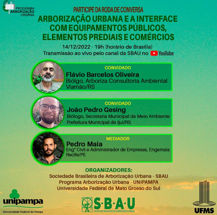 RODA DE CONVERSA – Arborização Urbana e a interface com equipamentos públicos, elementos prediais e comércios